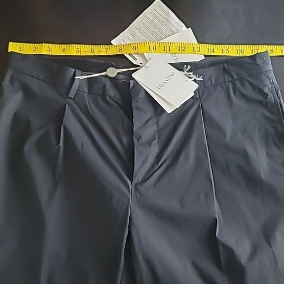 VALENTINO Cotton Straight Leg Pleated Cotton Trousers - Picture 7 of 11